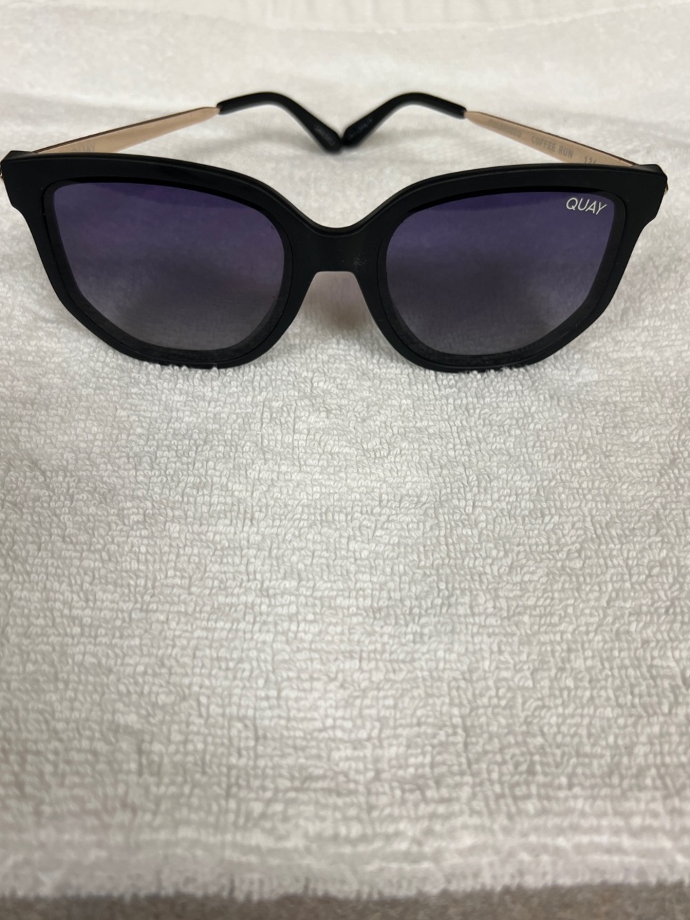 Quay Australia Black Frame Sunglasses with Purple Gradient Lenses